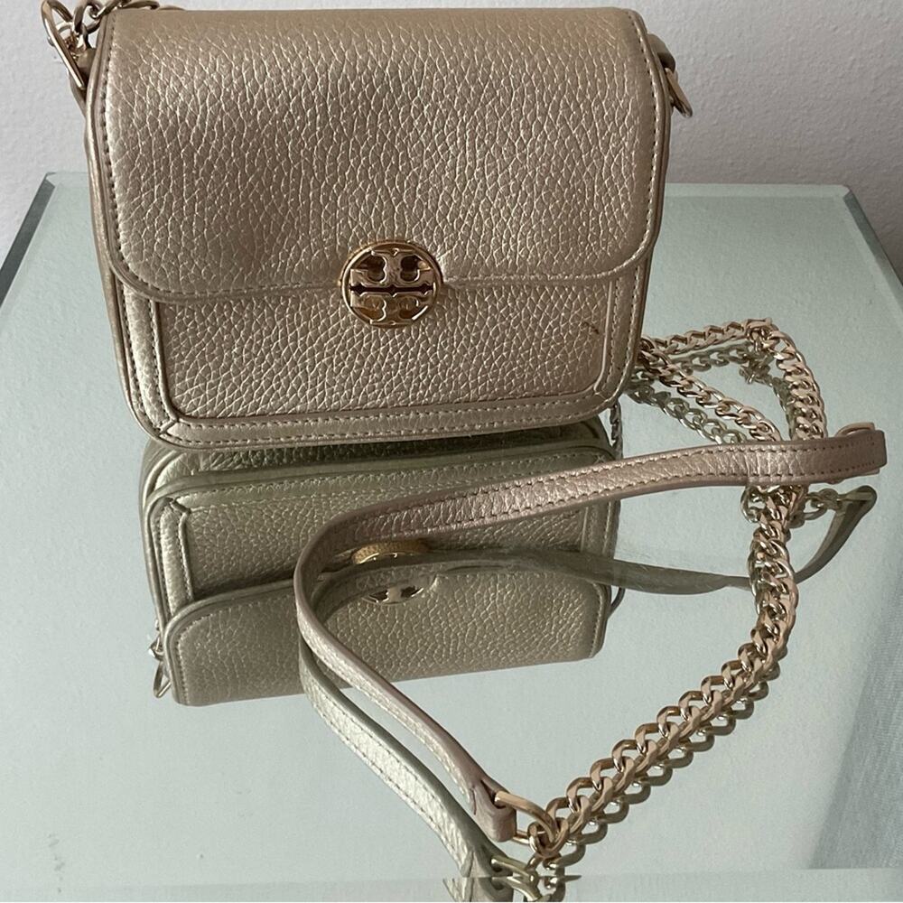 Tory Burch Chain Mini Shoulder Crossbody Bag Gold Hardware Leather - Picture 8 of 12